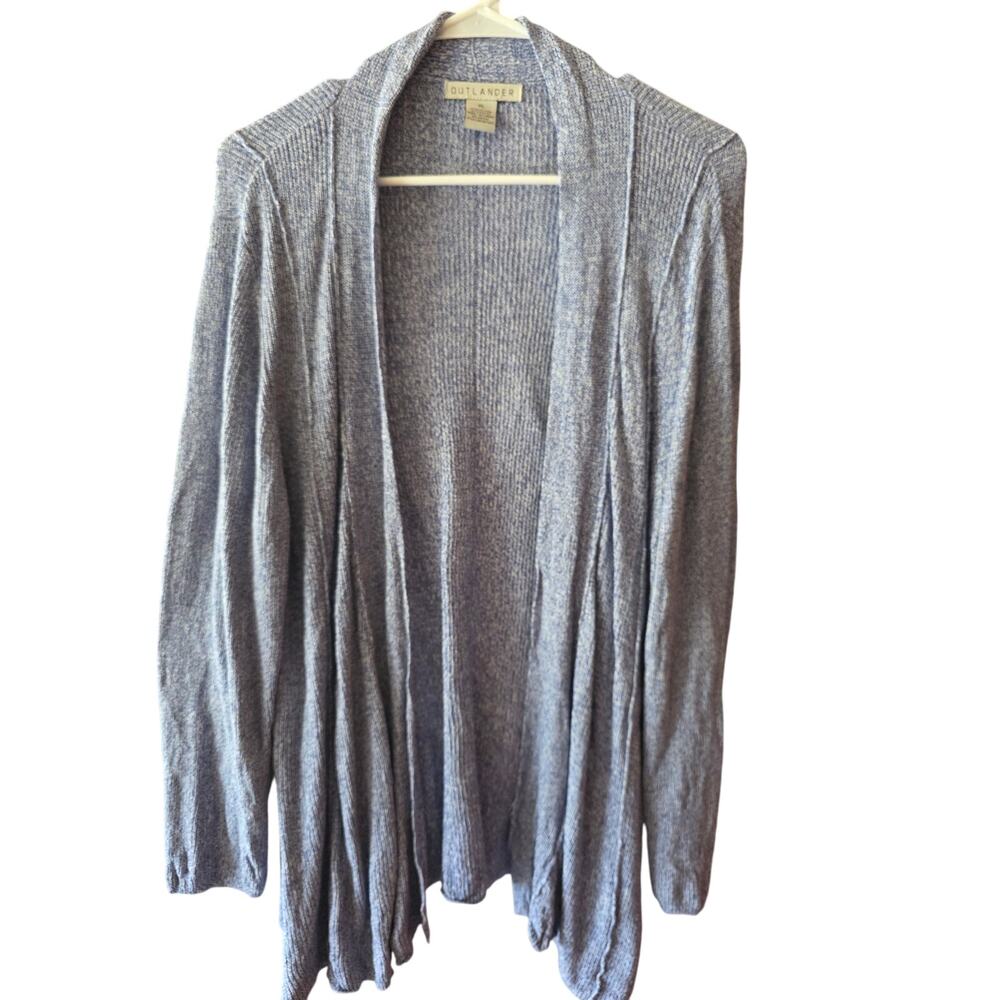 Outlander Cardigan Sweater XL Womens Blue‎ Open Front Lagen Look Long Sleeve